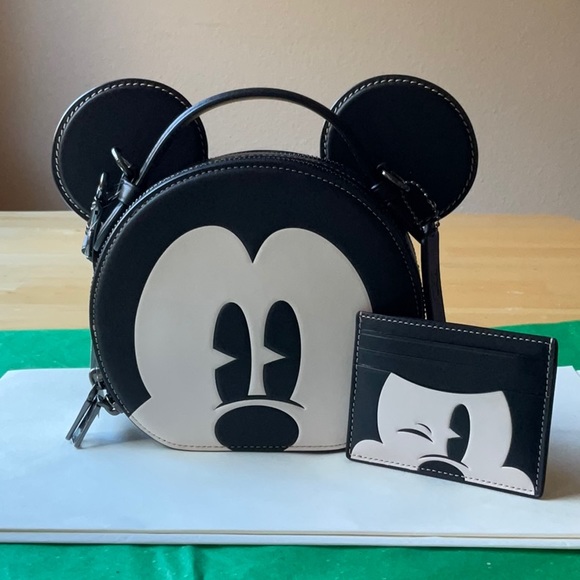 🐭 DISNEY X COACH MICKEY MOUSE EAR BAG & CARD CASE 🐭 NWT 🐭 - Picture 10 of 16